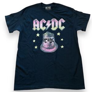 NEW AC/DC Black Hells Bells Graphic Print Crewneck Short Sleeve Band Tee Medium